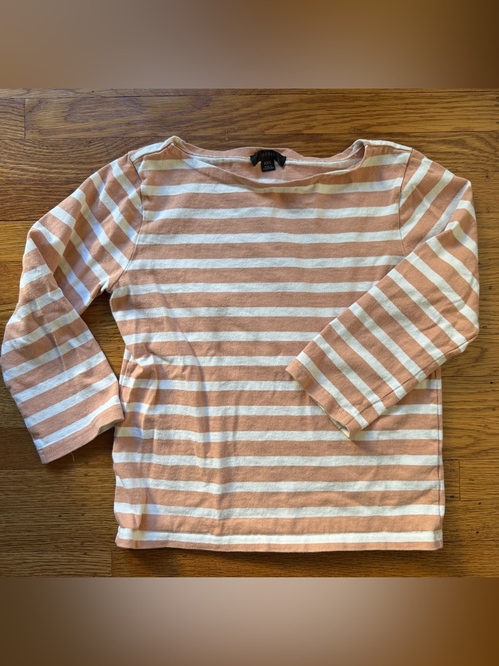 J. Crew Soft Peach and White Striped Long-Sleeve Top